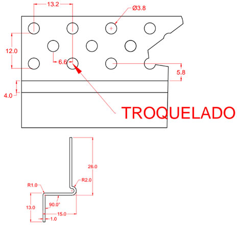 perfil troquelado en z con dilatacion