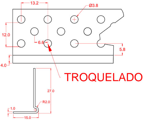 perfil troquelado terminal en L